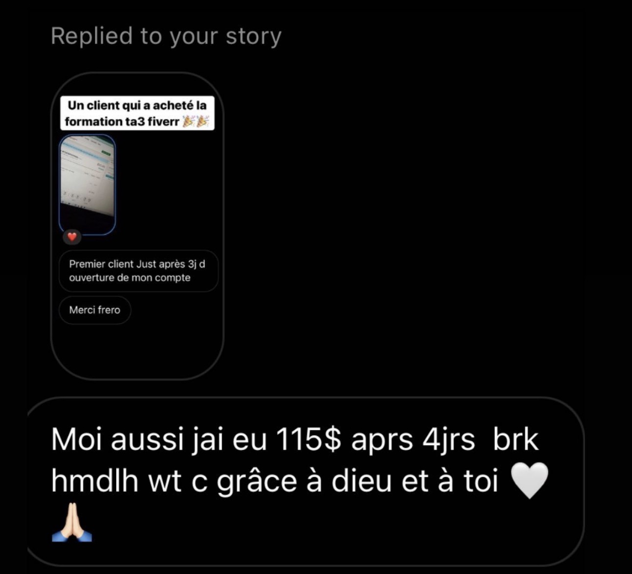 $115 après 4 jours grâce à la formation